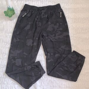 LIBIN black gray camo Hiking Running track Pants with Zipper Pockets joggers